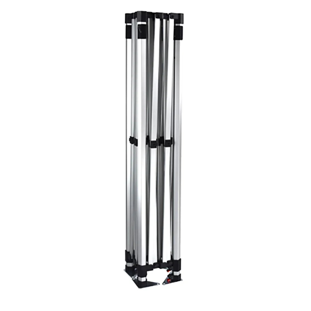 Folded silver aluminum frame for a custom pop-up event tent
