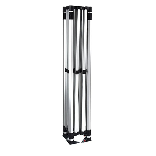 Folded silver aluminum frame for a custom pop-up event tent