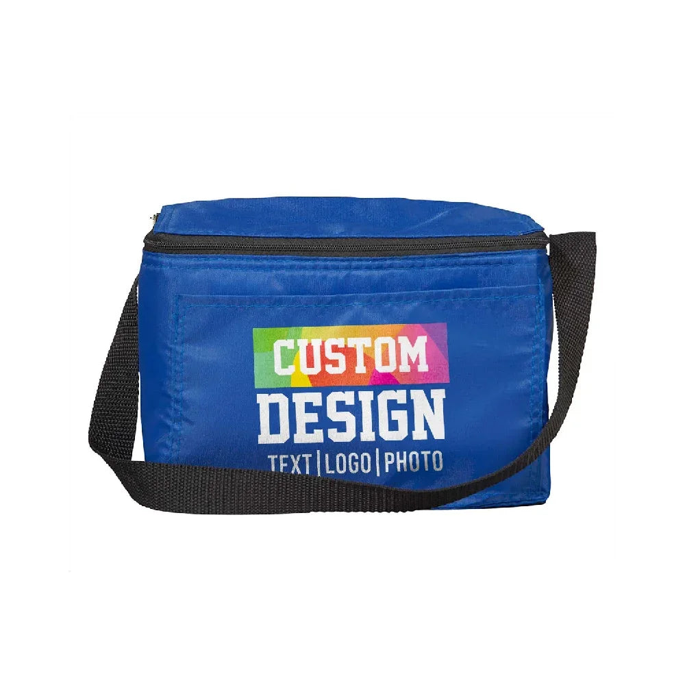 Blue custom design cooler bag with shoulder strap