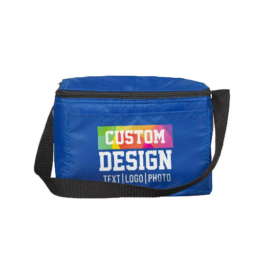 Blue custom design cooler bag with shoulder strap