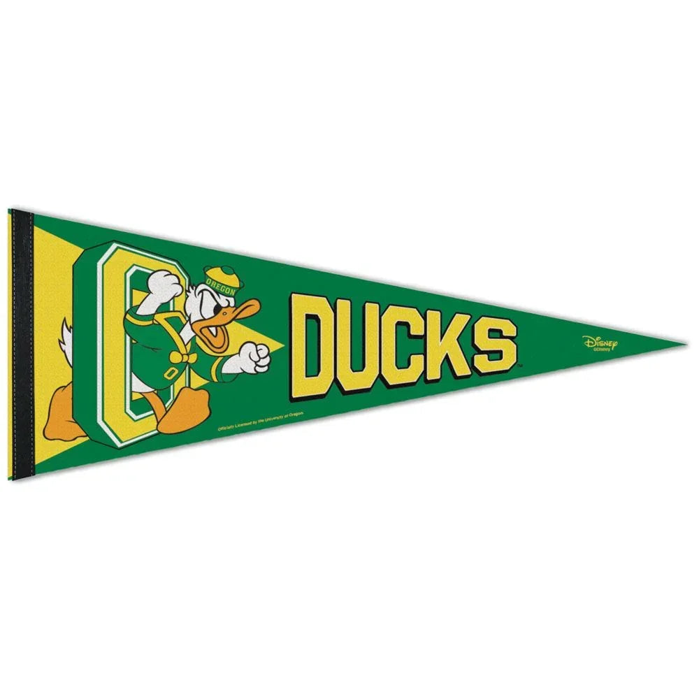 Oregon Ducks pennant flag featuring the team mascot and logo