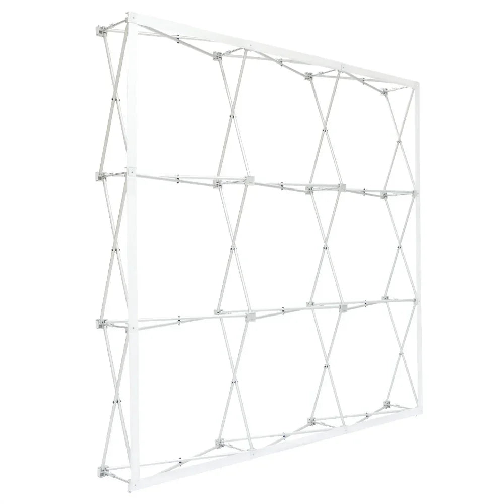 White expandable scissor frame for custom banners and displays