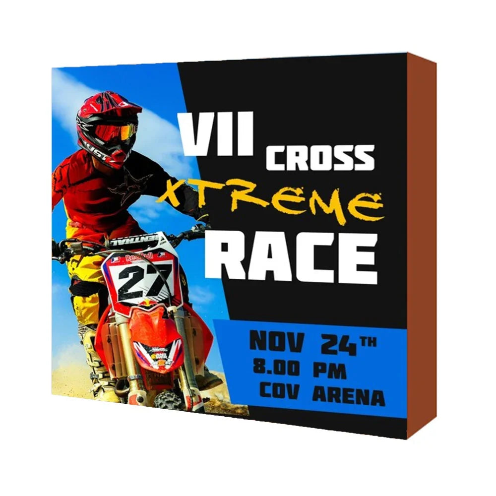 Promotional banner for VII Cross Xtreme Race on Nov 24th at Cov Arena featuring a motocross rider.