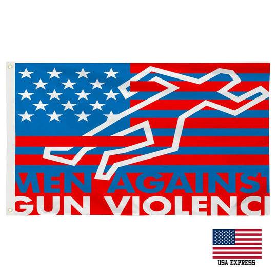 Custom flag featuring the Men Against Gun Violence logo over a US flag design
