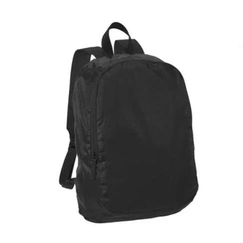 Plain black custom backpack isolated on a white background