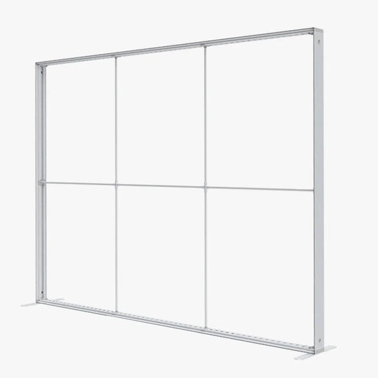 White modular trade show display wall frame with blank panels