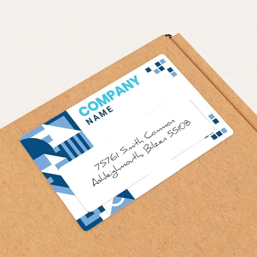 Custom branded shipping label on a brown cardboard package