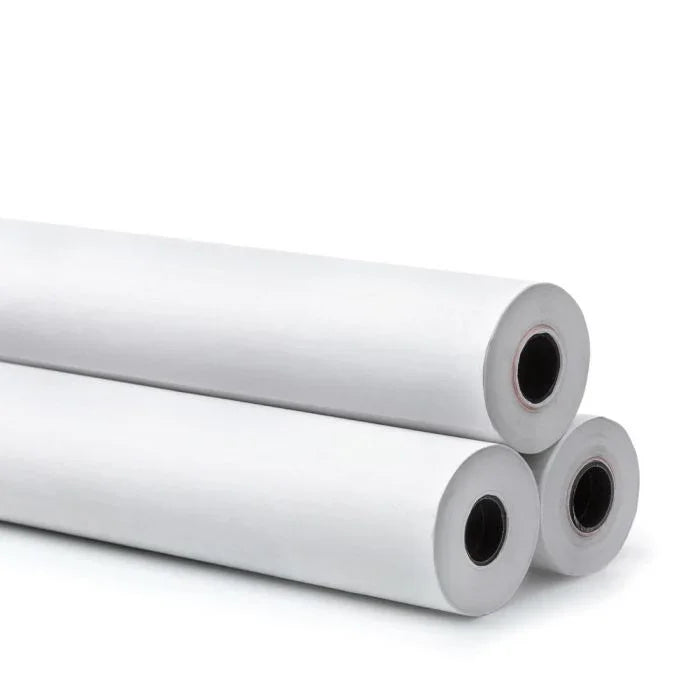Three rolls of blank white vinyl material for custom banners and printing