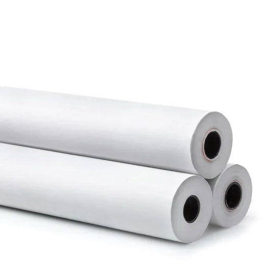 Three rolls of blank white vinyl material for custom banners and printing