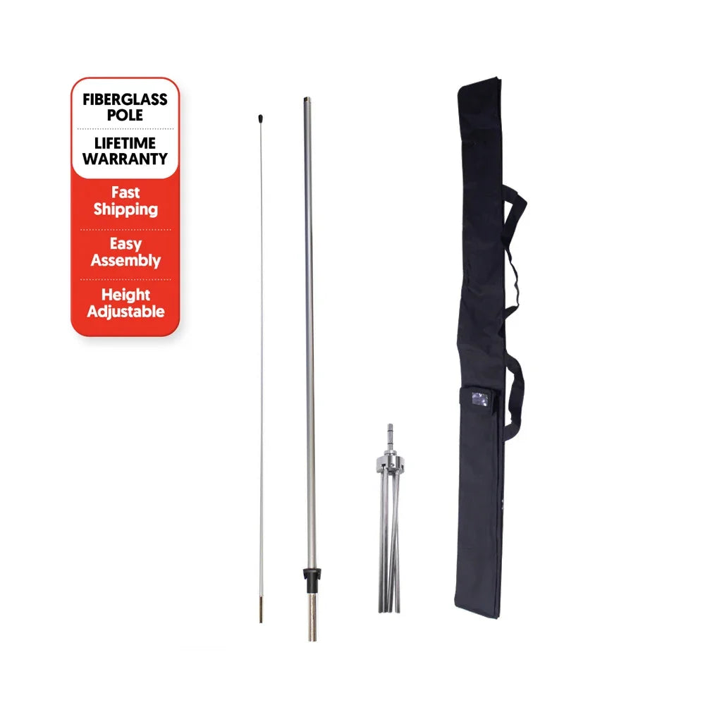 Adjustable fiberglass flag pole kit with carrying case