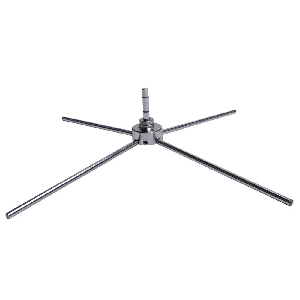 Chrome metal tripod base for a display flag pole