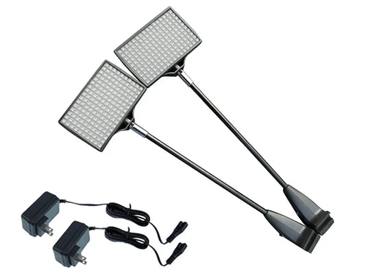 Two adjustable LED grow lights with power adapters