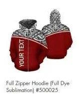 Custom full zipper hoodie with red and grey full dye sublimation patterns